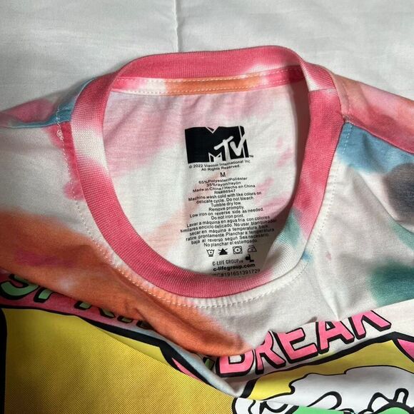 MTV Women's Multi Color Tie Dye Effect T-shirt Size Medium - Picture 3 of 3
